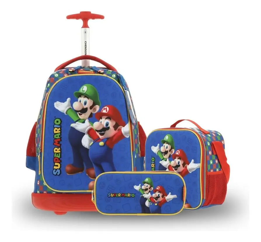 Kit Escolar Mario Bros by Chenson (Mochila + Lonchera + Lapicera) infantil, modelo MB65971-KB3