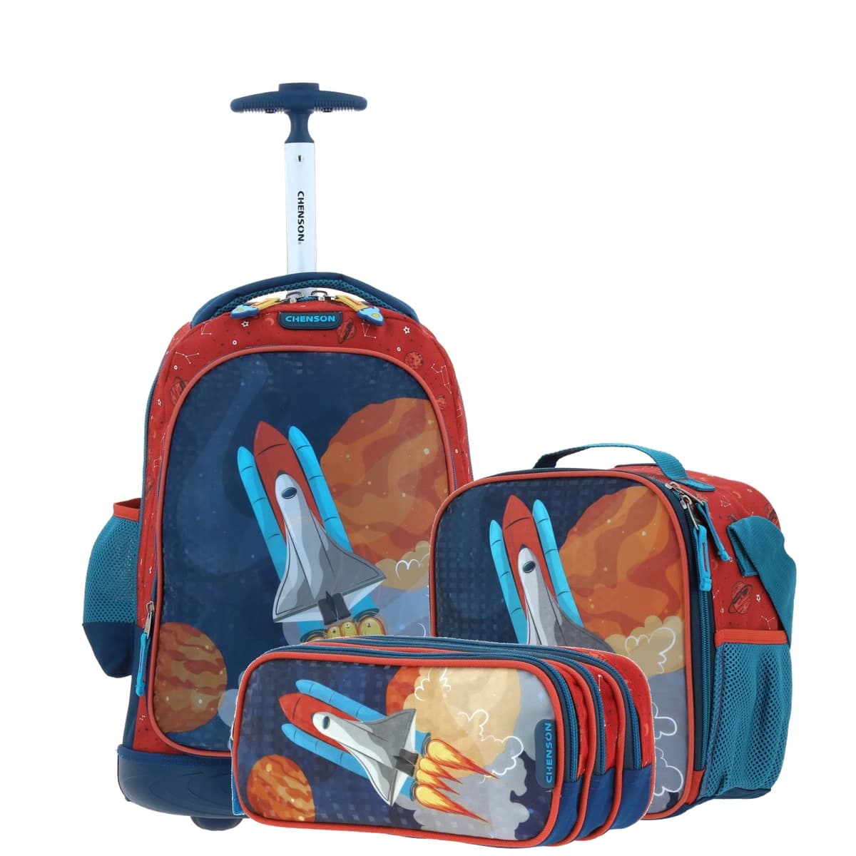 Kit Escolar Chenson Original (Mochila + Lonchera + Lapicera) Azul Niño, modelo CO66205-KB3