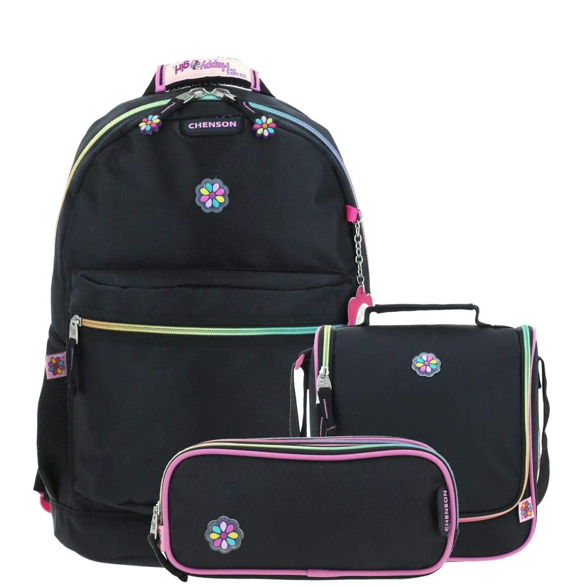 Kit Escolar Happy Girl by Chenson (Mochila + Lonchera + Lapicera) infantil, modelo HG65957-KC3
