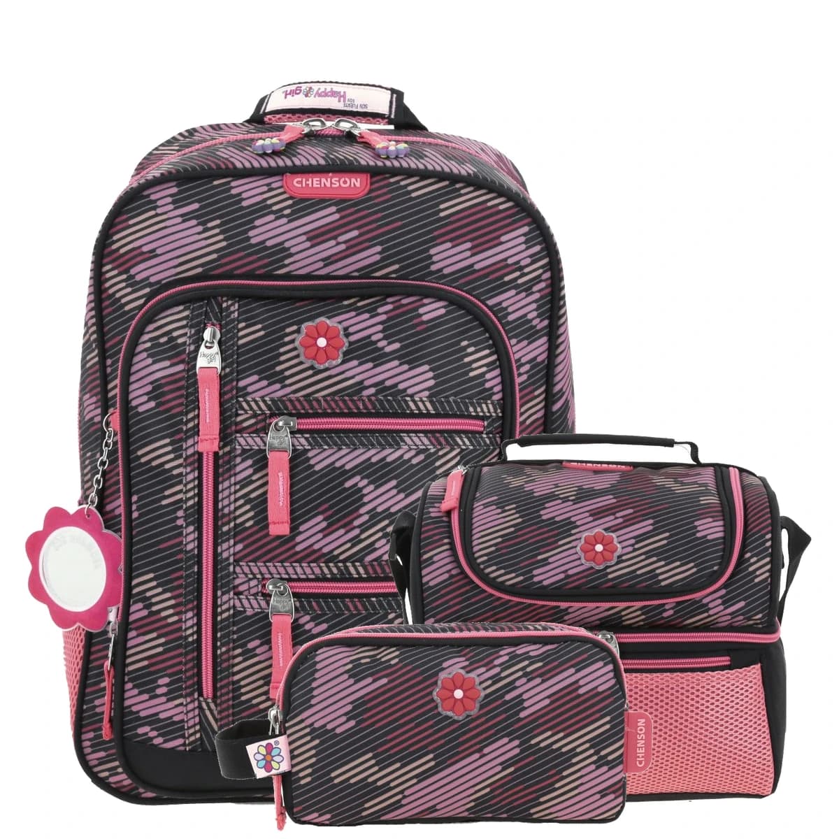 Kit Escolar Happy Girl by Chenson (Mochila + Lonchera + Lapicera) infantil, modelo HG65998-KC3