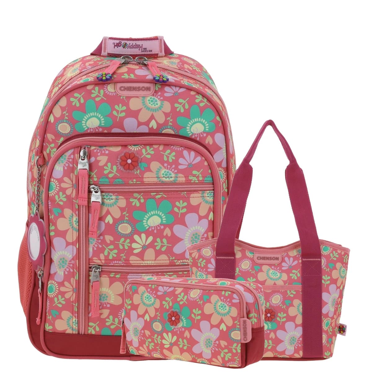 Kit Escolar Happy Girl by Chenson (Mochila + Lonchera + Lapicera) infantil, modelo HG66140-KC3