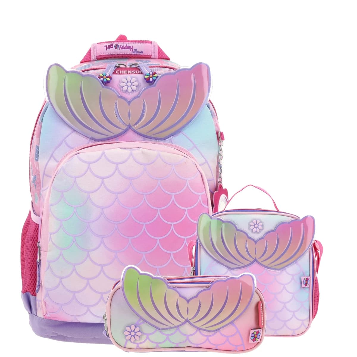 Kit Escolar Happy Girl by Chenson (Mochila + Lonchera + Lapicera) infantil, modelo HG66380-KC3