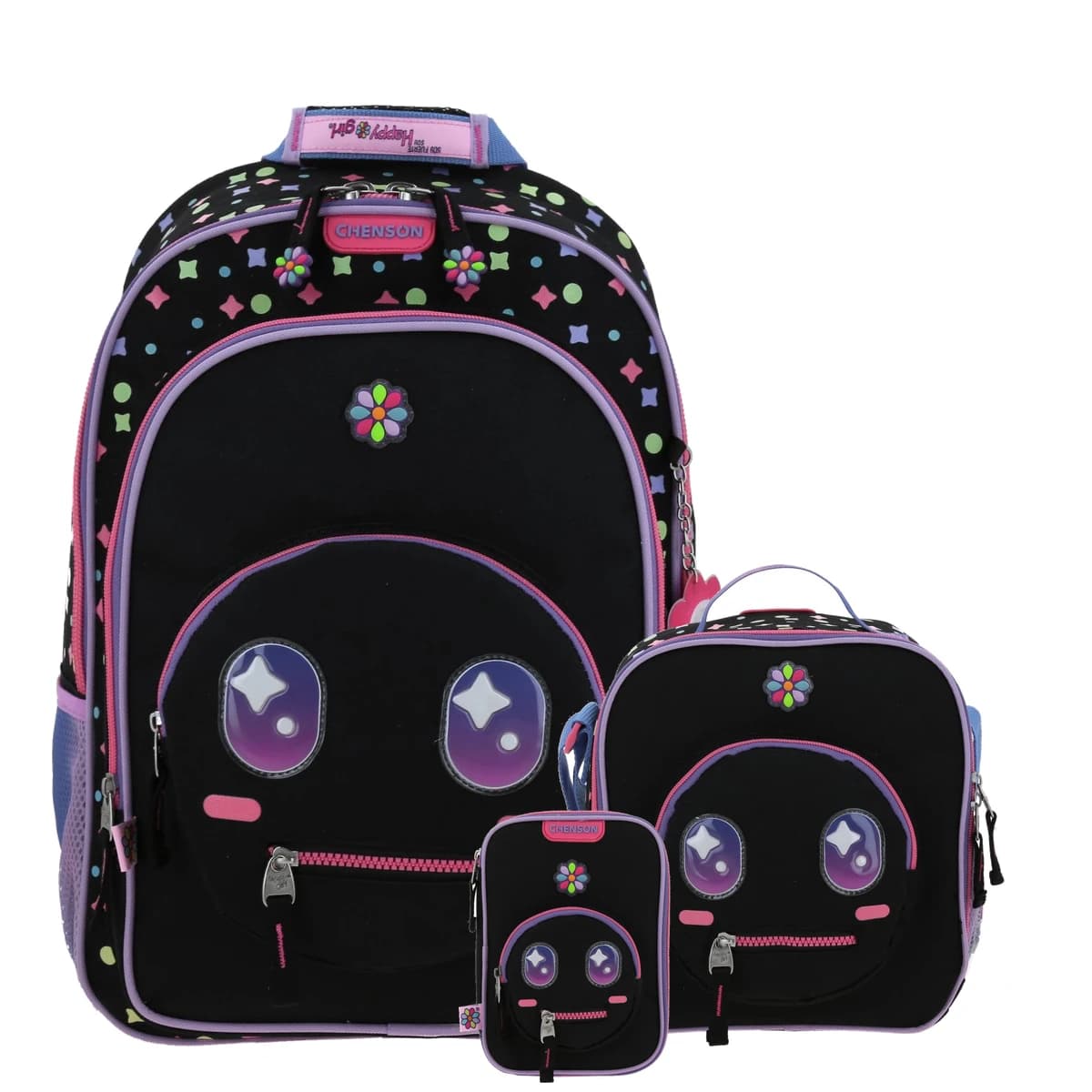 Kit Escolar Happy Girl by Chenson (Mochila + Lonchera + Lapicera) infantil, modelo HG66426-KC3