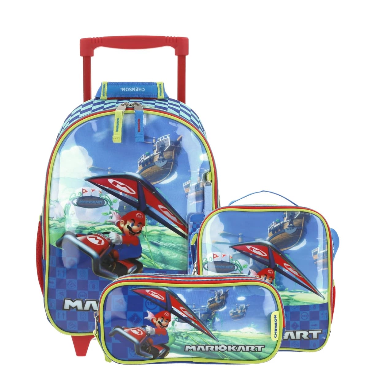 Kit Kinder Chenson Mario Bros: Mochila, Lonchera y Lapicera, modelo MB66138-KB3