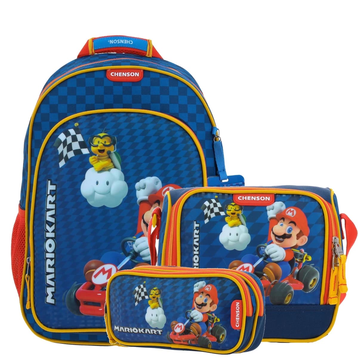 Kit Escolar Mario Bros by Chenson (Mochila + Lonchera + Lapicera) infantil, modelo MB66163-KC3