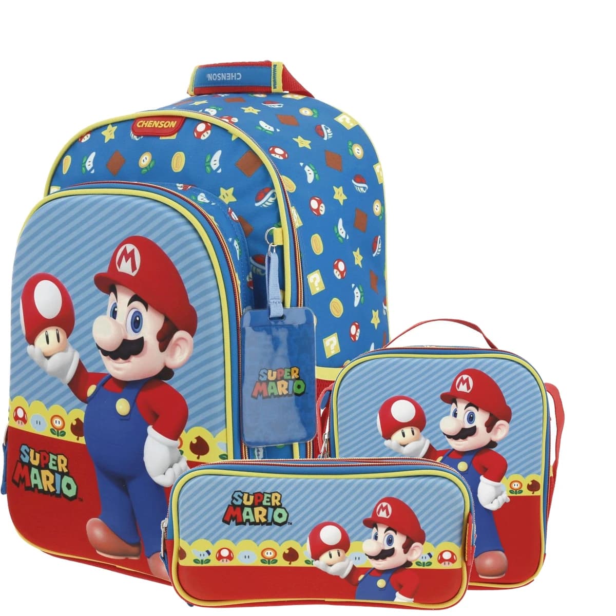 Kit Escolar Mario Bros by Chenson (Mochila + Lonchera + Lapicera) infantil, modelo MB66259-KC3