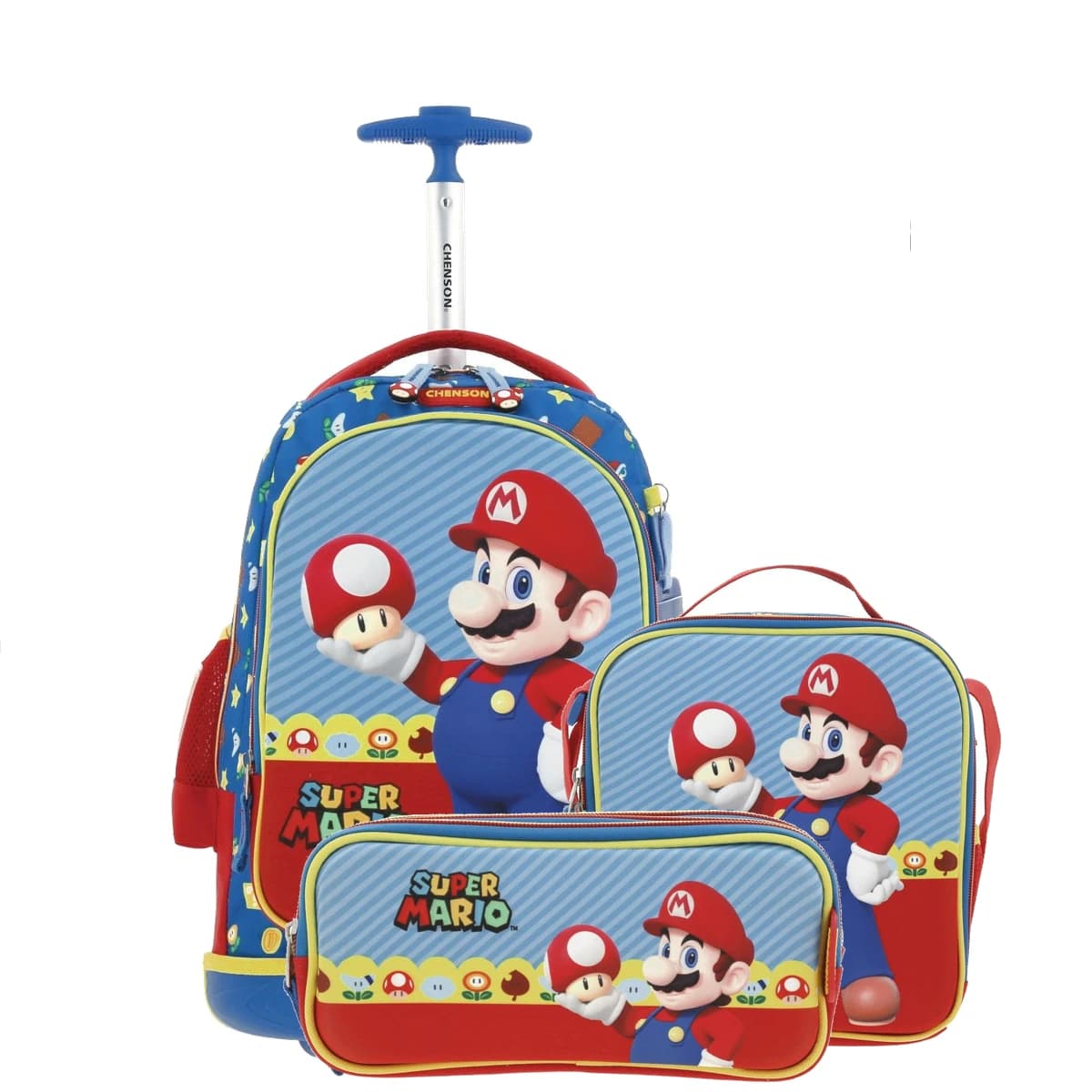 Kit Escolar Mario Bros by Chenson (Mochila + Lonchera + Lapicera) infantil, modelo MB66264-KB3