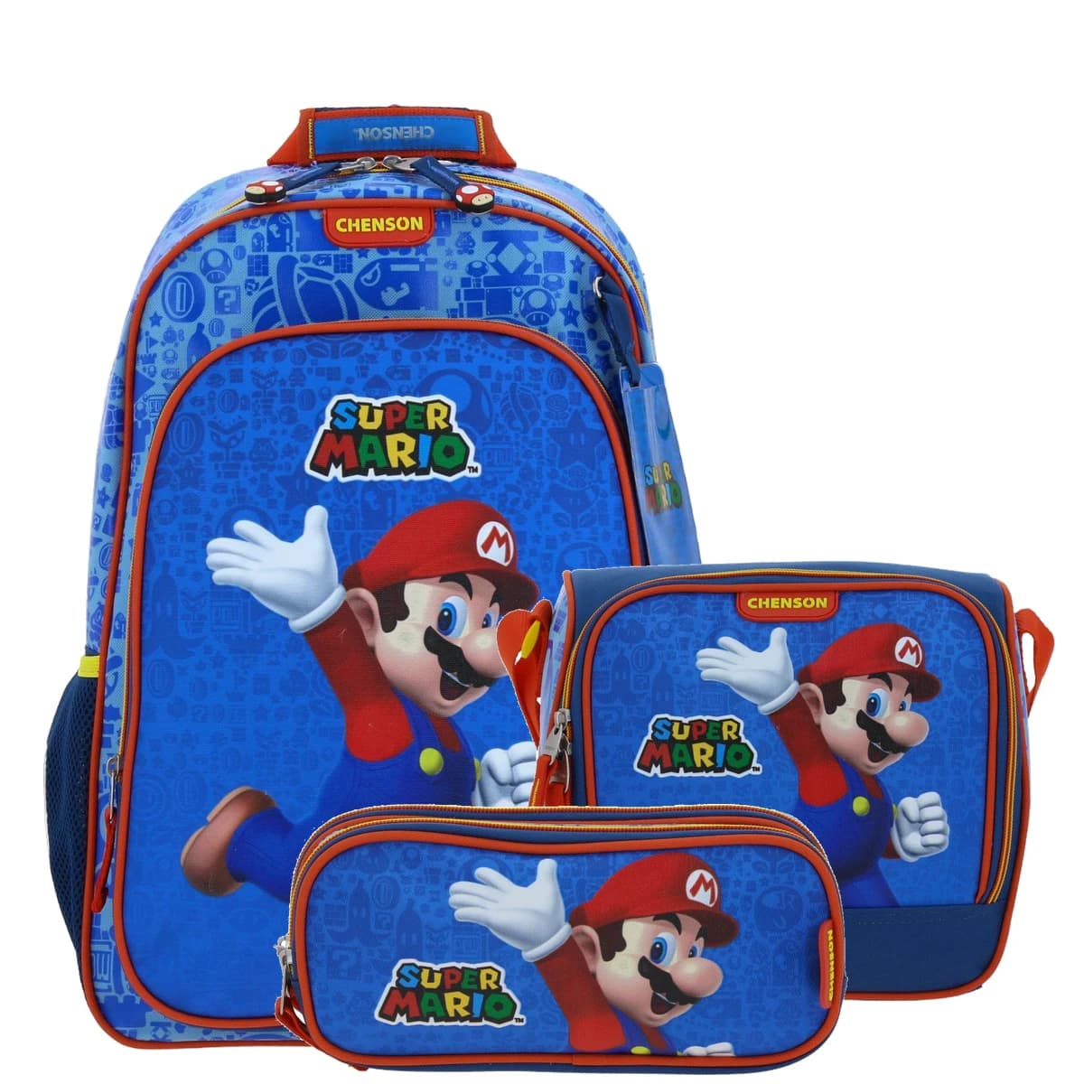 Kit Escolar Mario Bros by Chenson (Mochila + Lonchera + Lapicera) infantil., modelo MB66340-KC3
