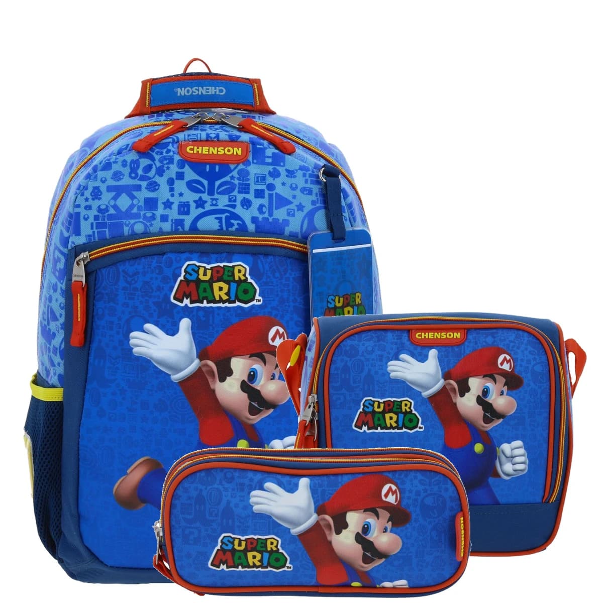 Kit Escolar Mario Bros by Chenson (Mochila + Lonchera + Lapicera) infantil, modelo MB66341-KC3