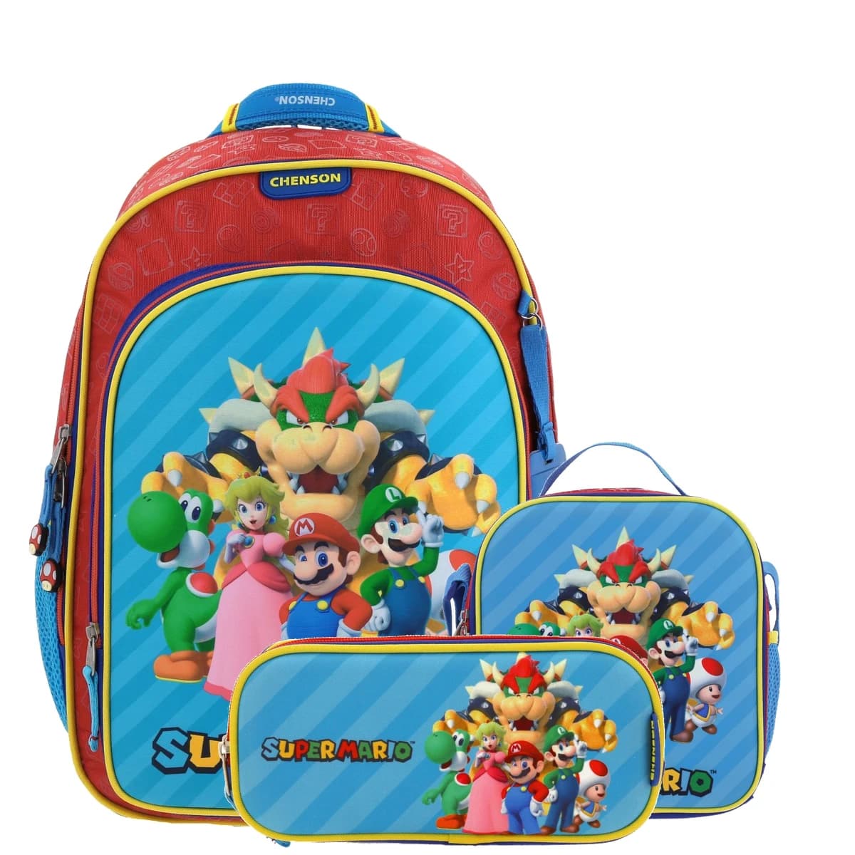 Kit Escolar Mario Bros by Chenson (Mochila + Lonchera + Lapicera) infantil, modelo MB66368-KC3