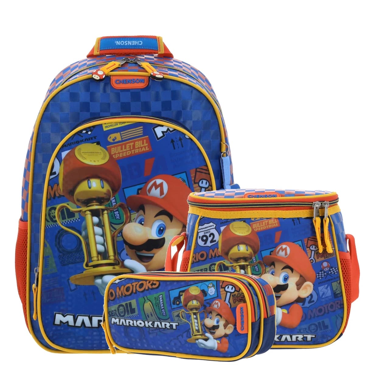 Kit Escolar Mario Bros by Chenson (Mochila + Lonchera + Lapicera) infantil, modelo MB66412-KC3