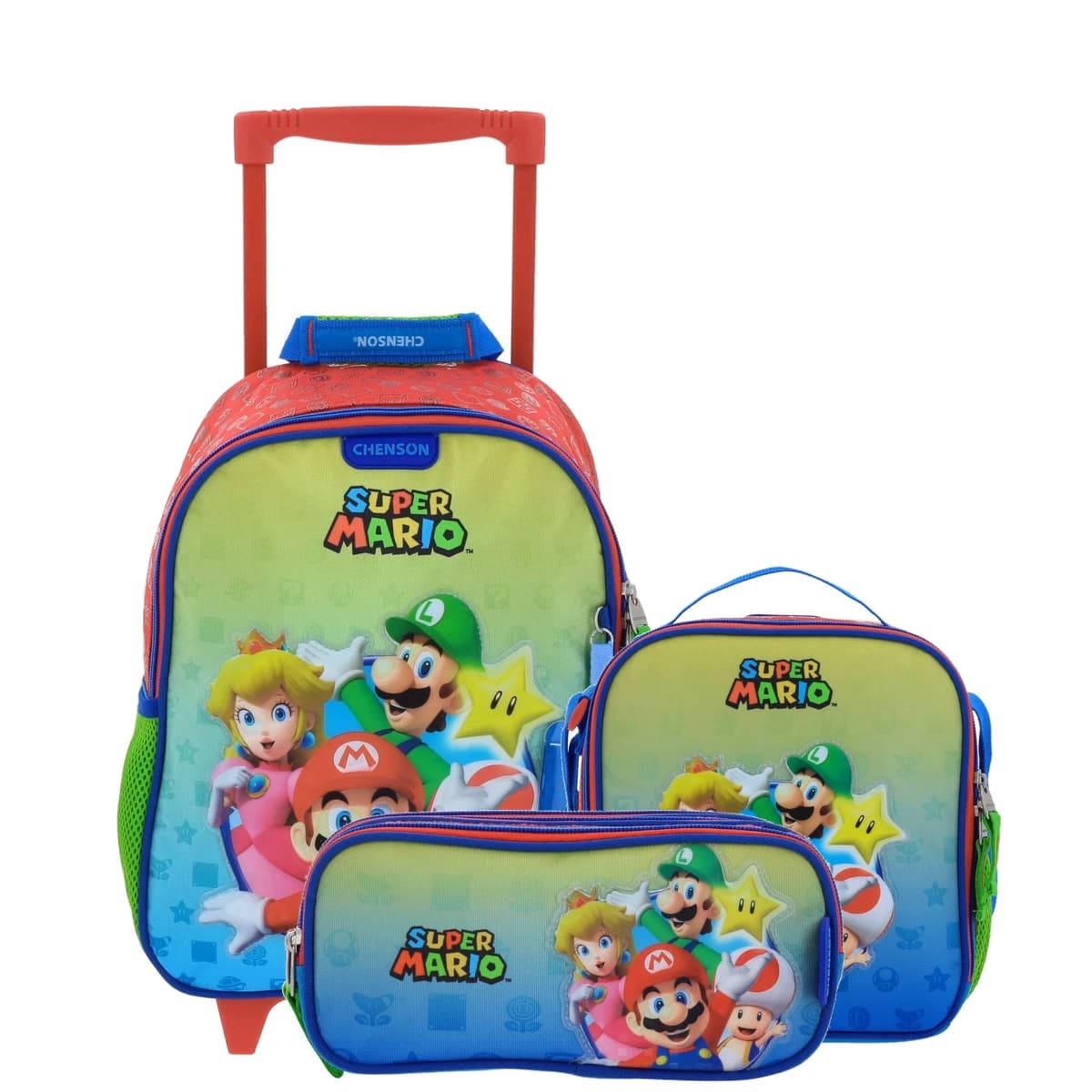 Kit Kinder Mario Bros by Chenson (Mochila + Lonchera + Lapicera) infantil, modelo MB66457-KB3