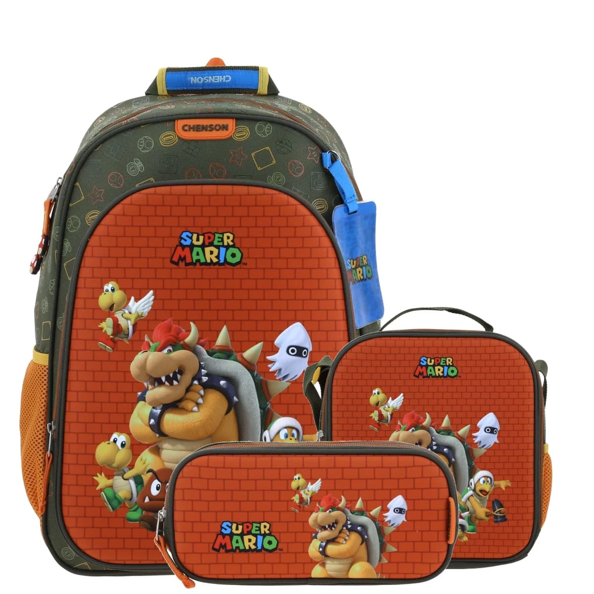 Kit Escolar Mario Bros by Chenson (Mochila + Lonchera + Lapicera) infantil., modelo MB66590-KC3