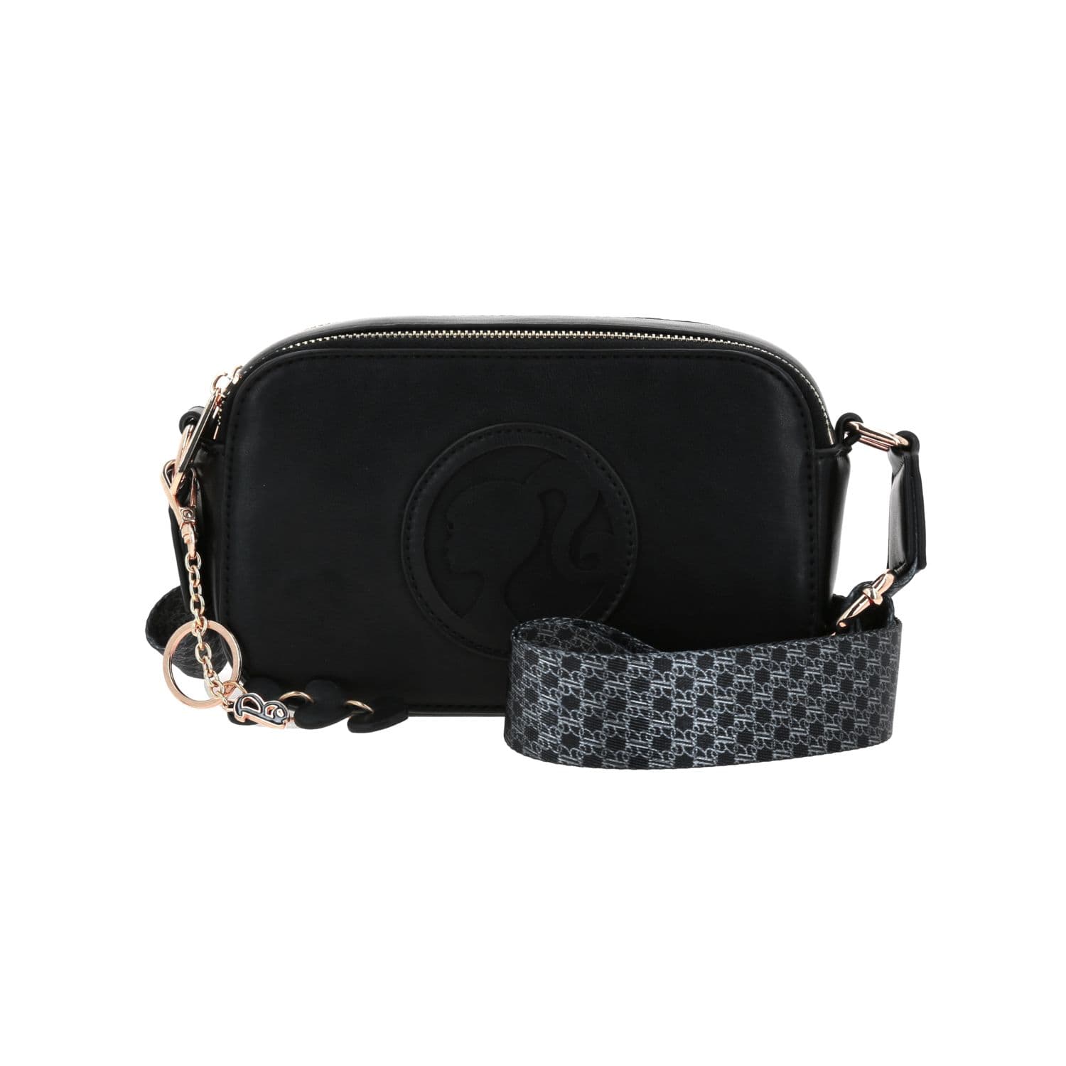 Bolsa de Lado Barbie by Chenson Negra con Doble Compartimento para Dama, modelo BR25061-3