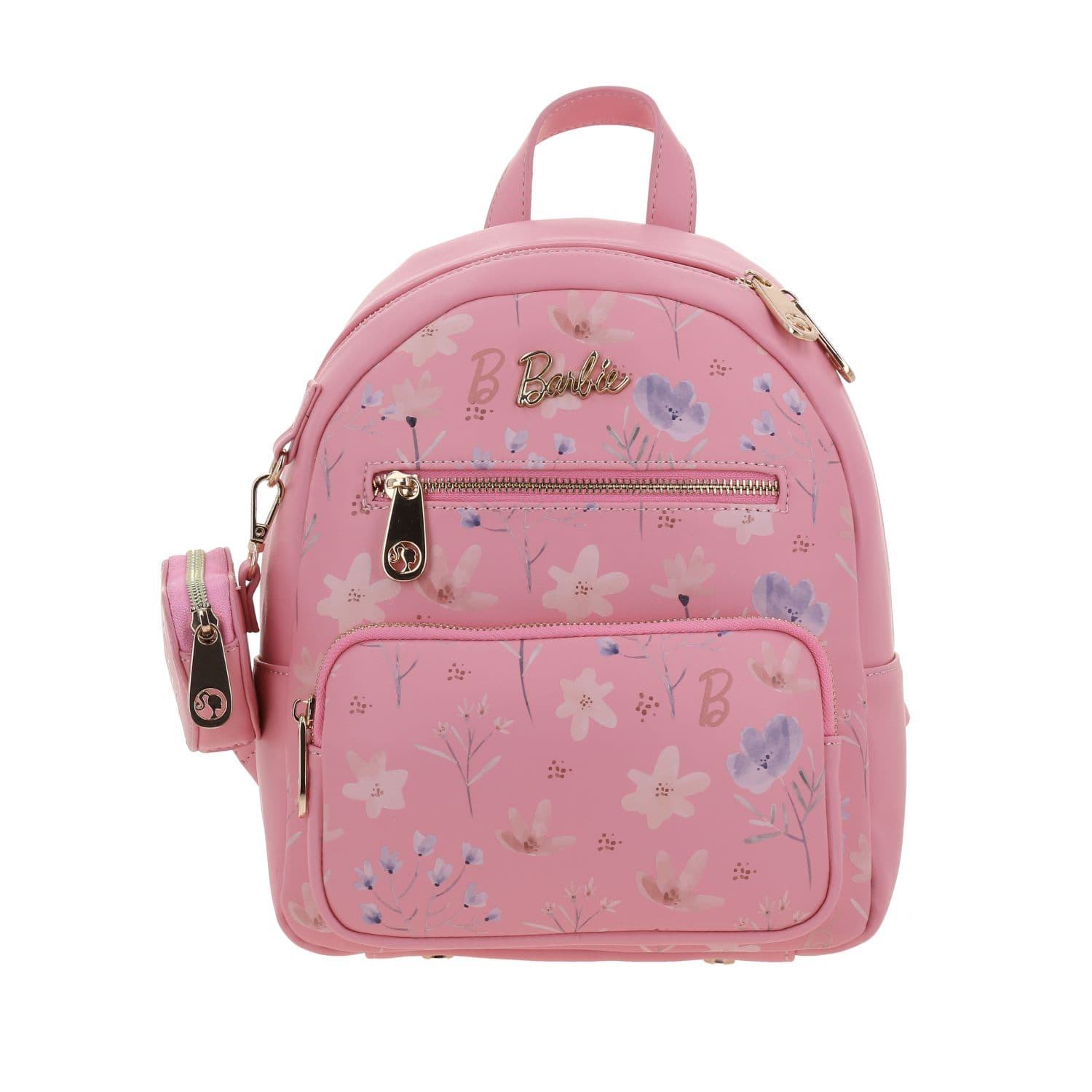 Mochila para dama Barbie by Chenson color rosa con doble bolsillo frontal, modelo BR25115-P