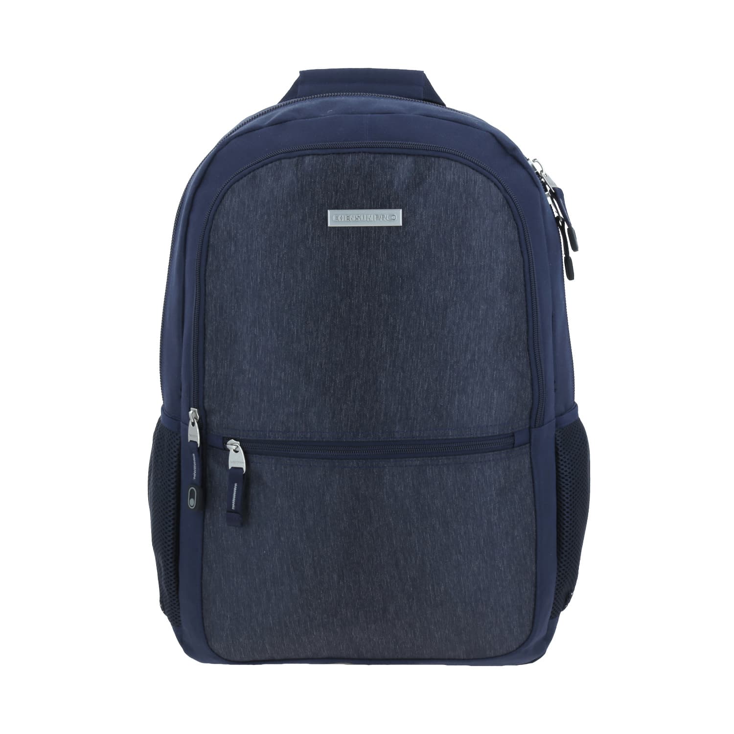 Mochila profesional Chenson Pro azul con organizador interno y soporte para maleta, modelo CP65916-9