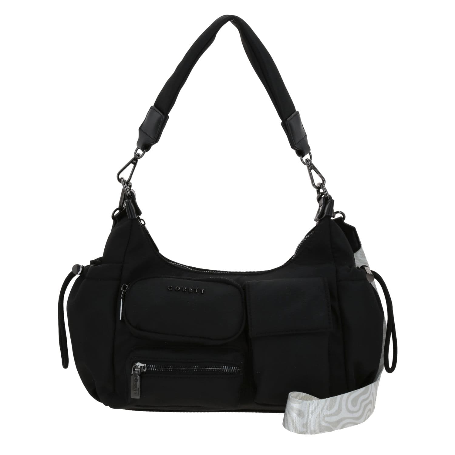 Bolsa de Mano para Dama Gorétt by Chenson Negro con Triple Bolsillo Frontal, modelo GF25105-3