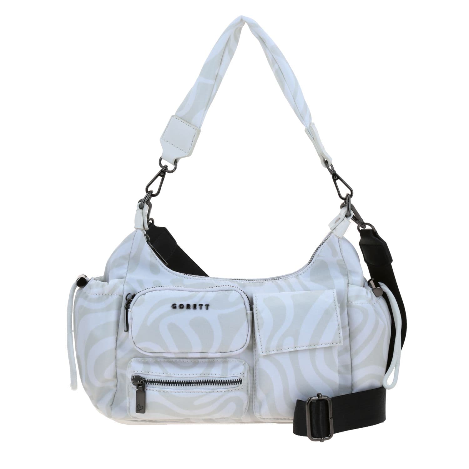 Bolsa de mano para dama Gorétt by Chenson blanca con triple bolsillo frontal, modelo GF25105-W