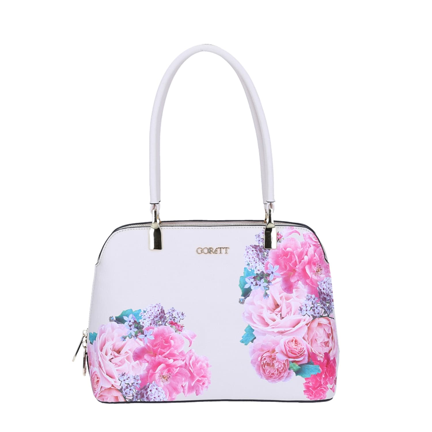 Bolsa de Mano Gorétt Beige | Símil Piel Triple Compartimiento, modelo GS19047-E