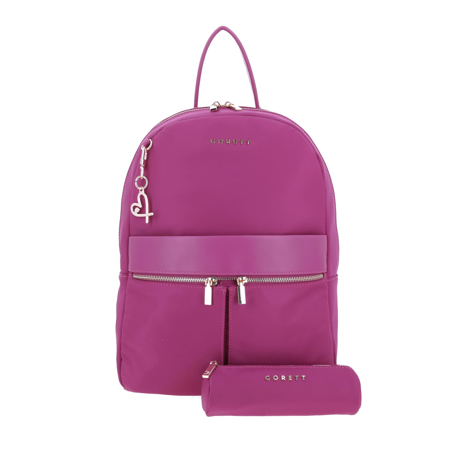 Mochila casual para dama Gorétt by Chenson en color rosa con porta laptop, modelo GS24014-P