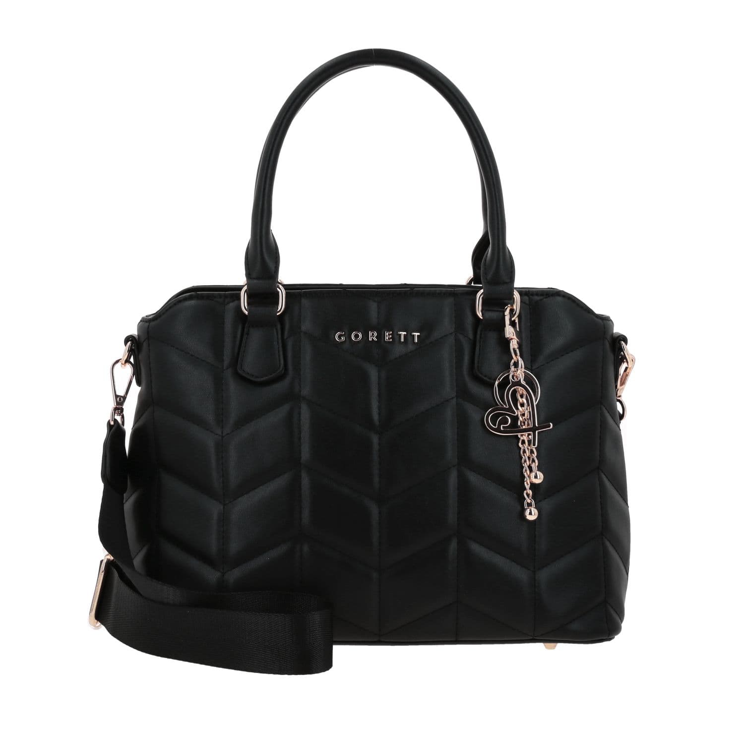 Bolsa de Mano para Dama Gorétt by Chenson Negro con Asas Opcionales, modelo GS26019-3
