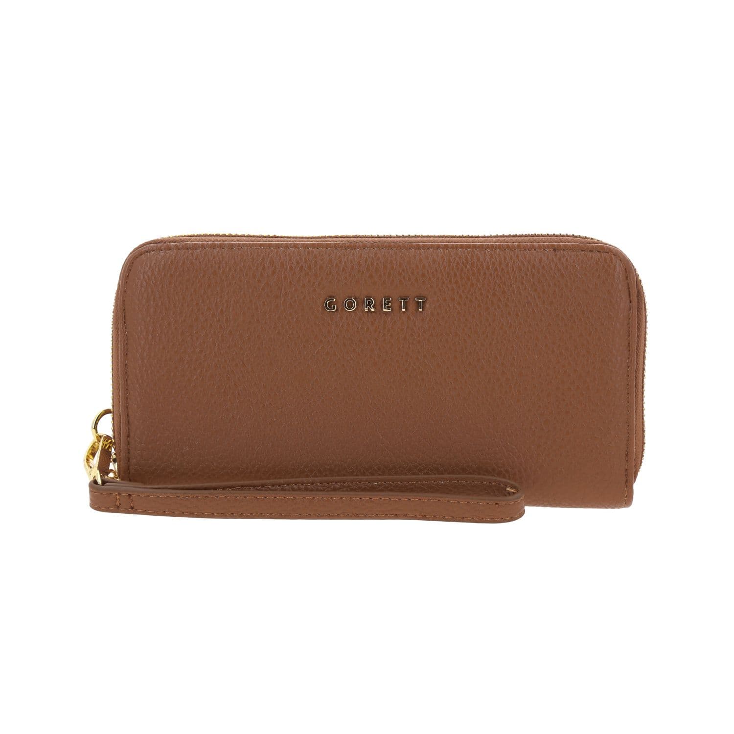 Cartera para dama Gorétt by Chenson color café con cierre y tarjetero, modelo GS26028-B