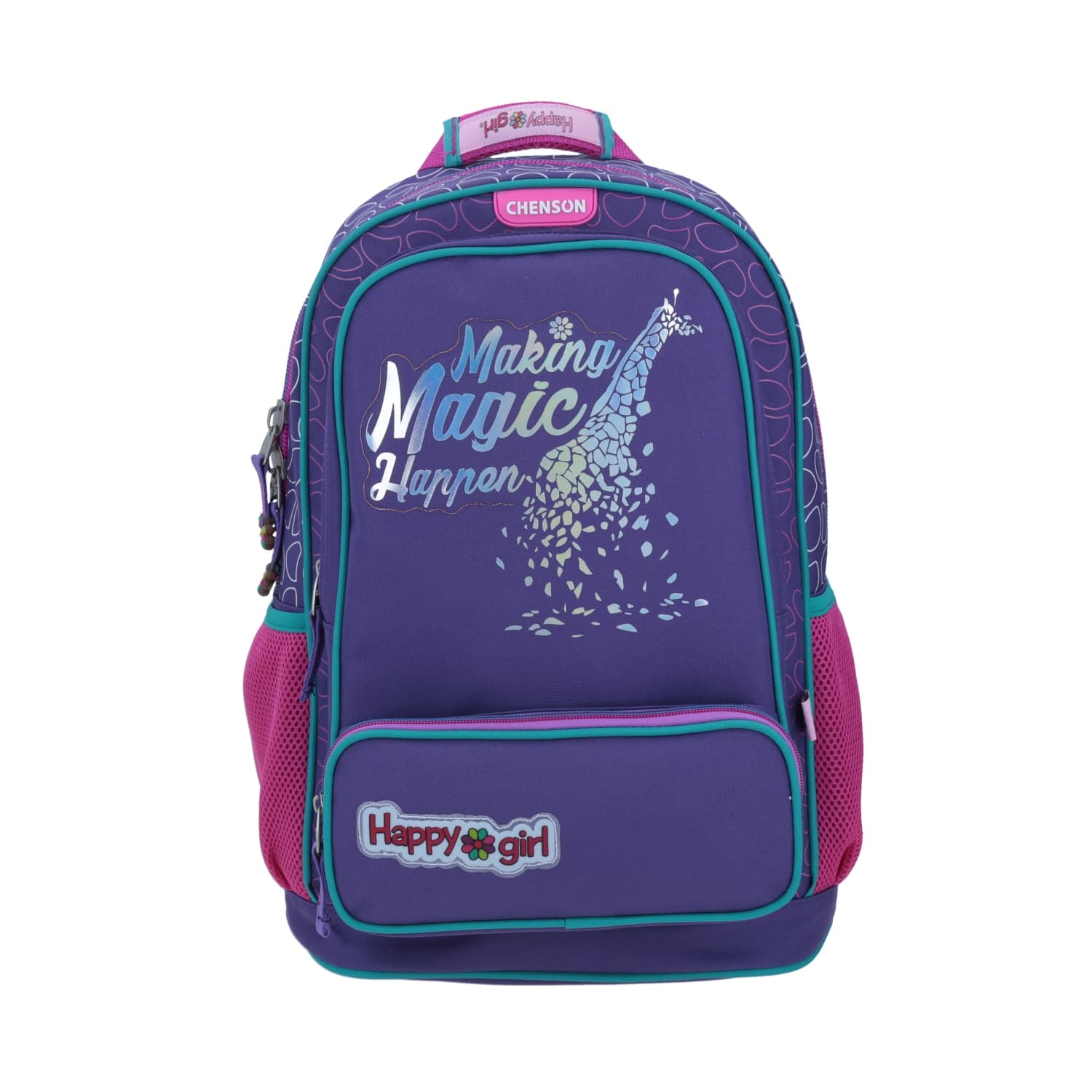 Mochila escolar para niña Happy Girl by Chenson en color azul divertida, modelo HG64463-9