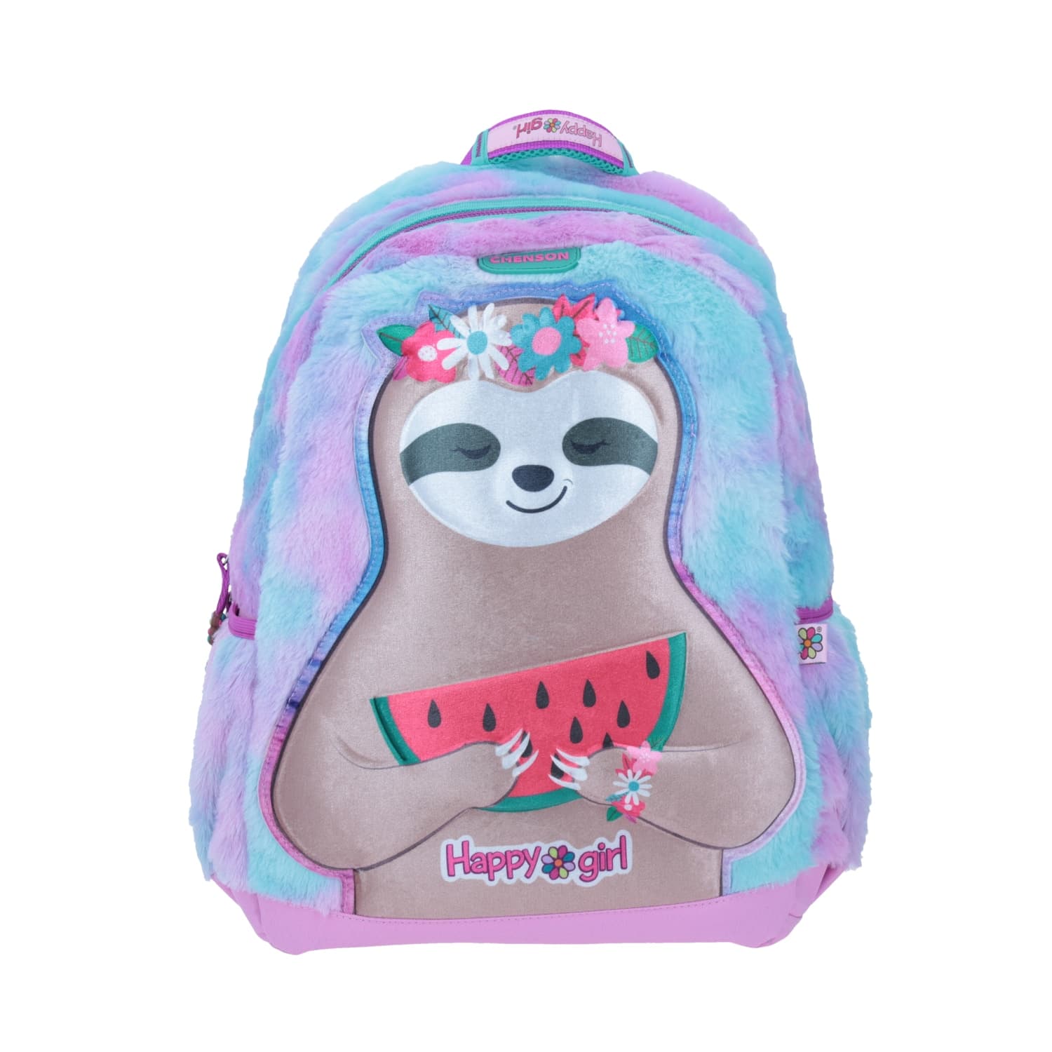Mochila escolar para niña Happy Girl by Chenson Violeta con bolsillo frontal, modelo HG64531-V