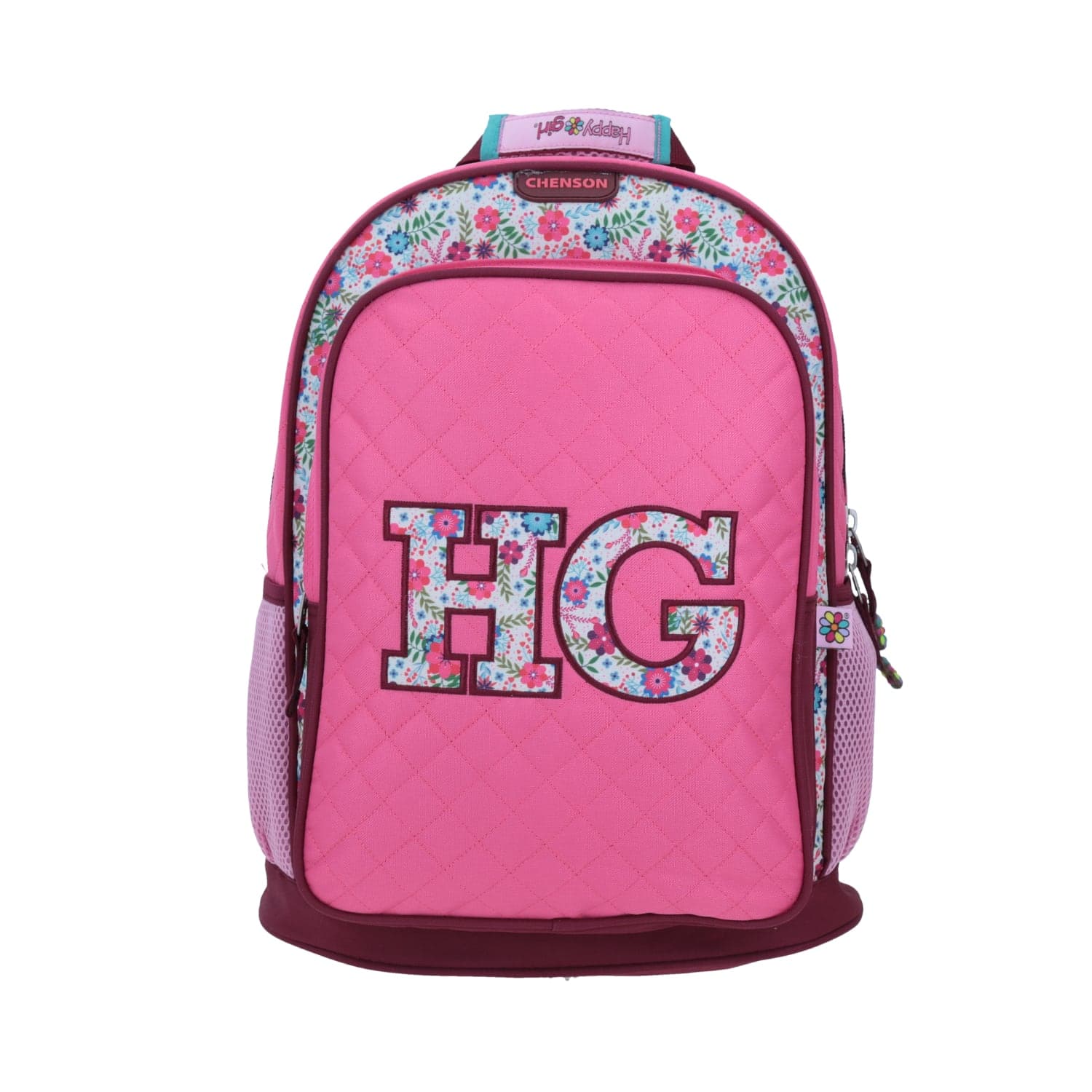 Mochila escolar para niña Happy Girl by Chenson rosa con organizador, modelo HG64604-P