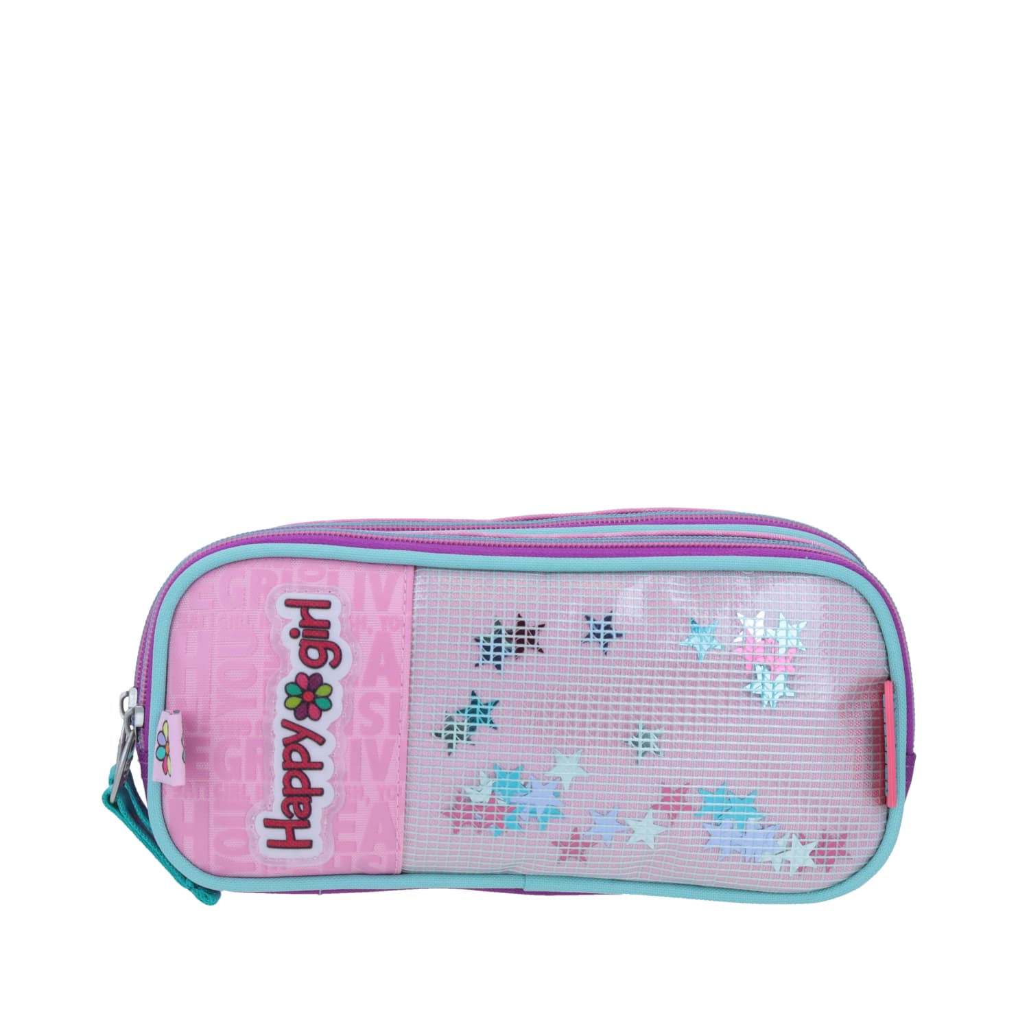 Lapicera Happy Girl Rosa Doble Compartimento Escolar Niña, modelo HG64675-P