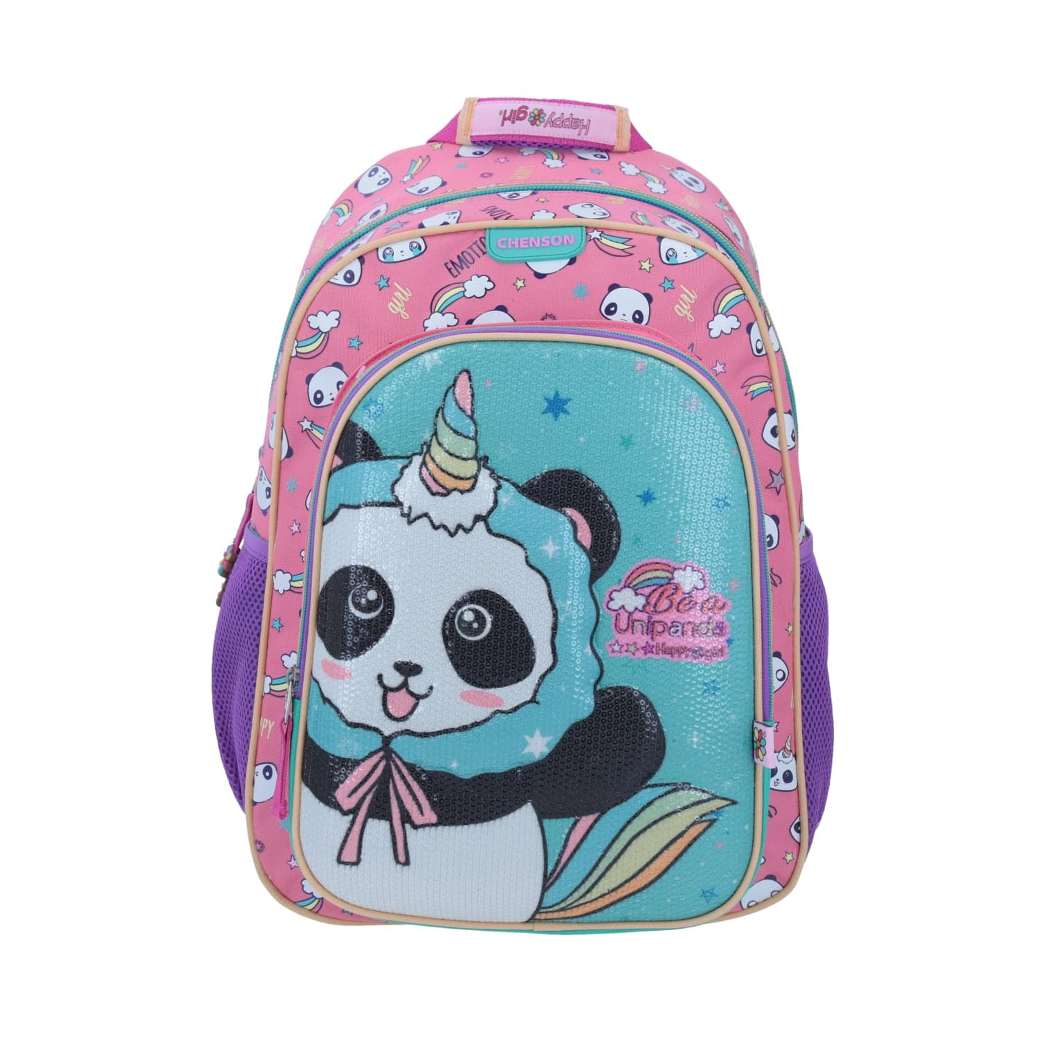 Mochila escolar para niña Happy Girl by Chenson rosa divertida y duradera, modelo HG65080-P