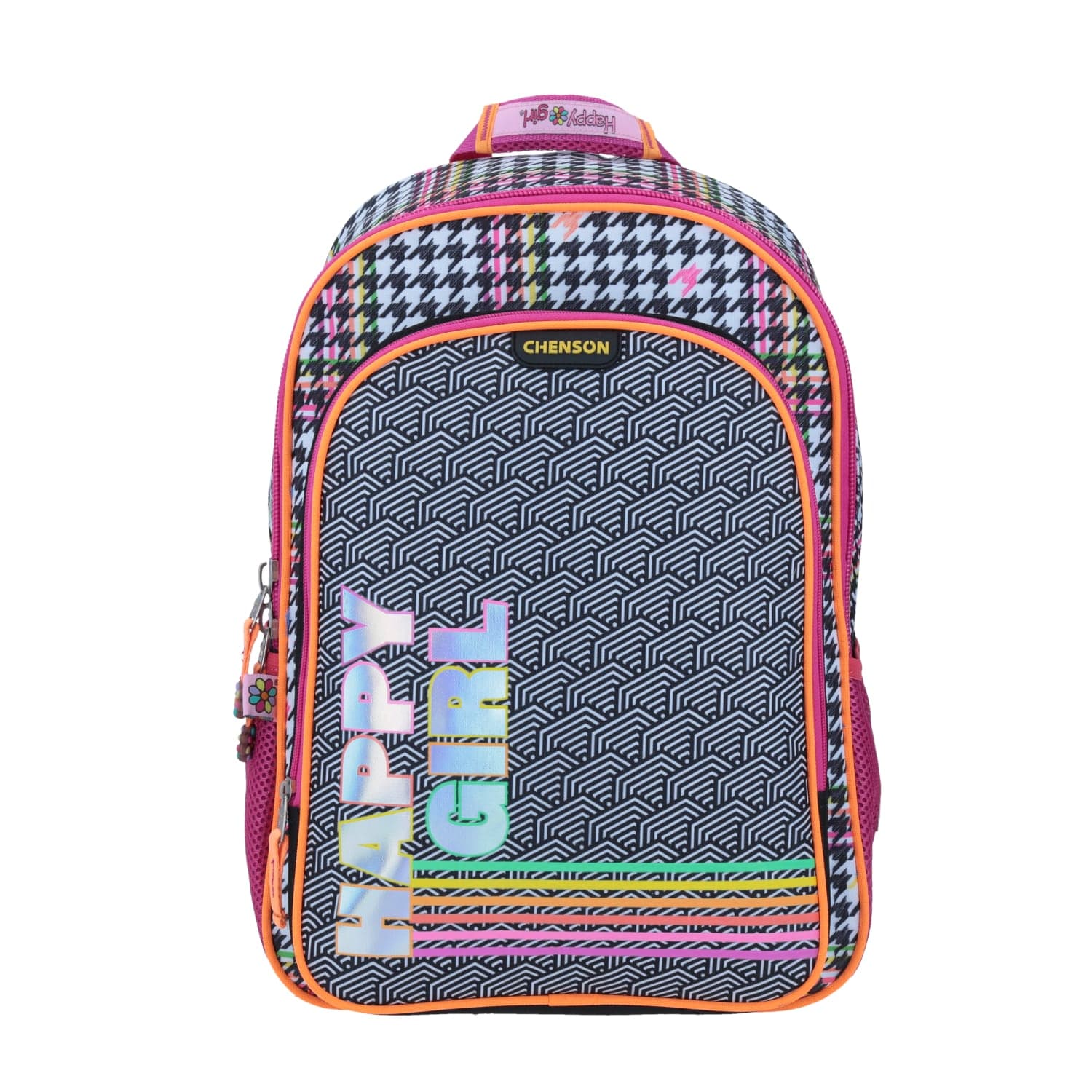 Mochila escolar para niña Happy Girl by Chenson negra con amplia durabilidad, modelo HG65098-3