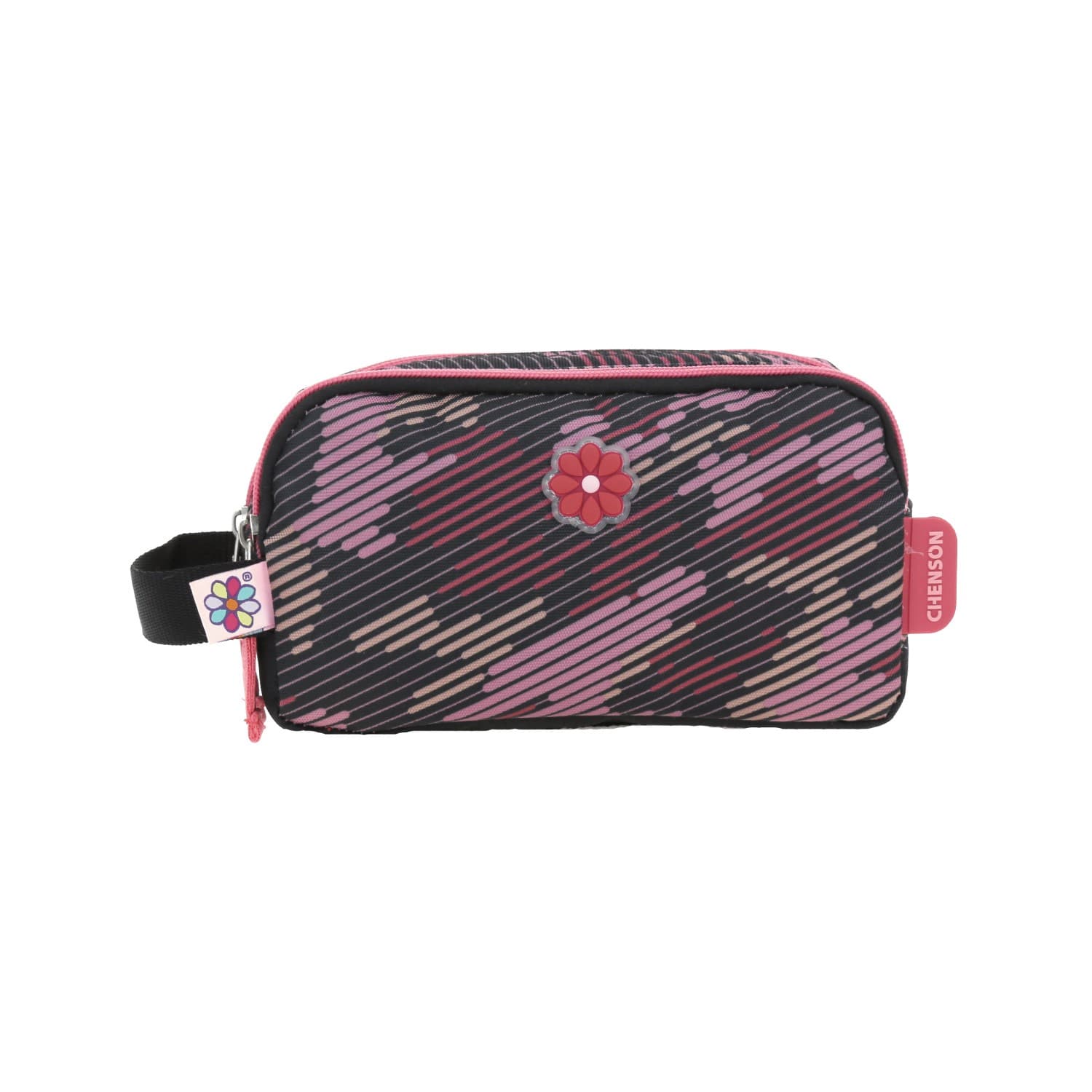 Lapicera escolar para niña Happy Girl by Chenson color negro con doble compartimento, modelo HG66000-3