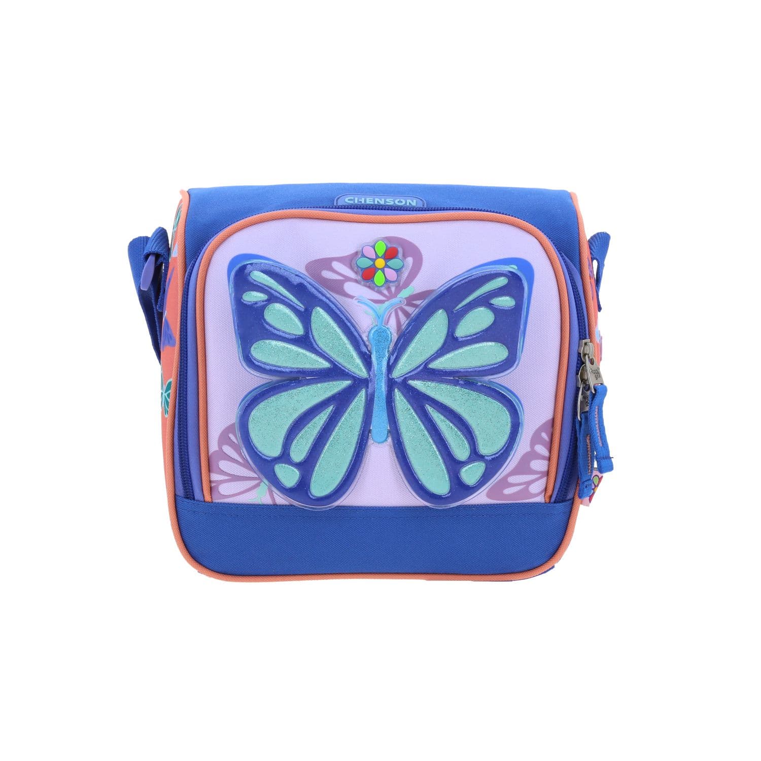 Lonchera escolar para niña Happy Girl by Chenson color azul térmica, modelo HG66025-9