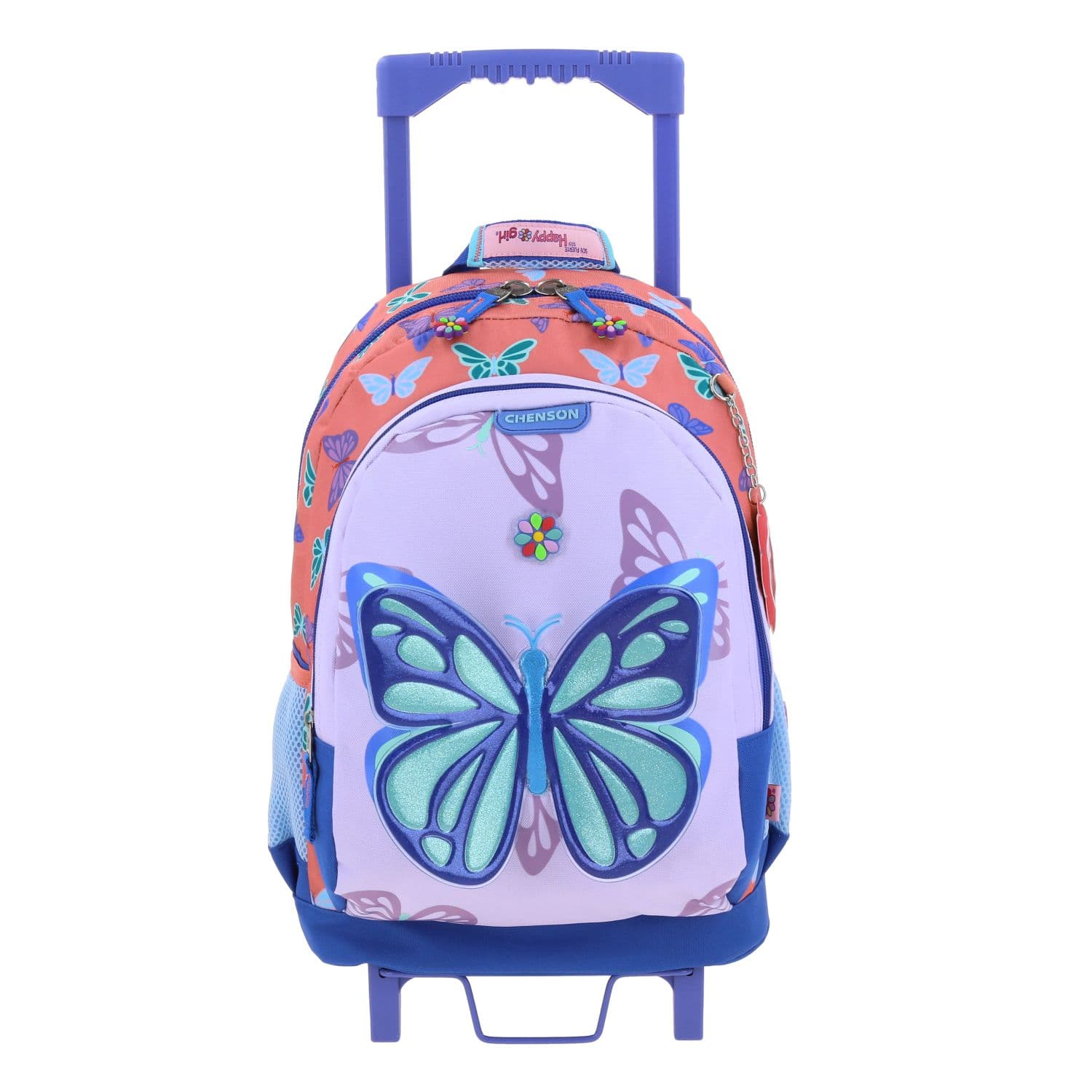 Mochila con Ruedas Happy Girl Azul para Niña - Diversión y Durabilidad, modelo HG66027-9