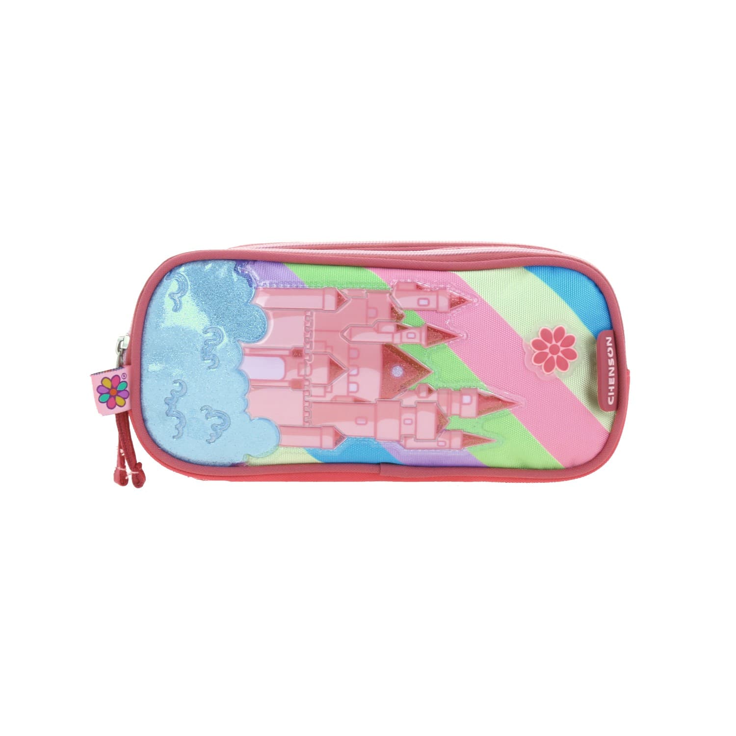 Lapicera escolar Happy Girl by Chenson rosa con doble compartimento, modelo HG66032-P