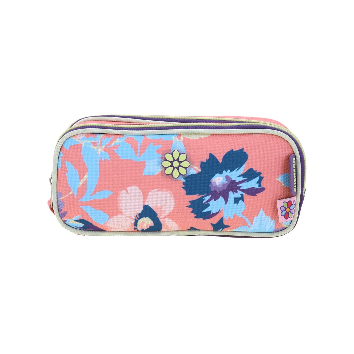Lapicera escolar para niña Happy Girl by Chenson color rosa con triple compartimento, modelo HG66039-P