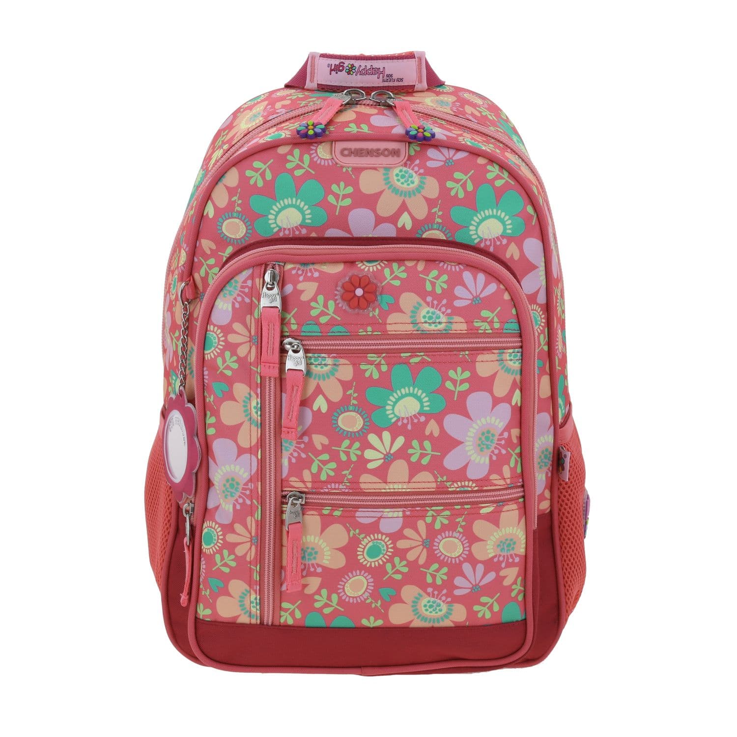 Mochila escolar para niña Happy Girl by Chenson color rosa divertida, modelo HG66140-P