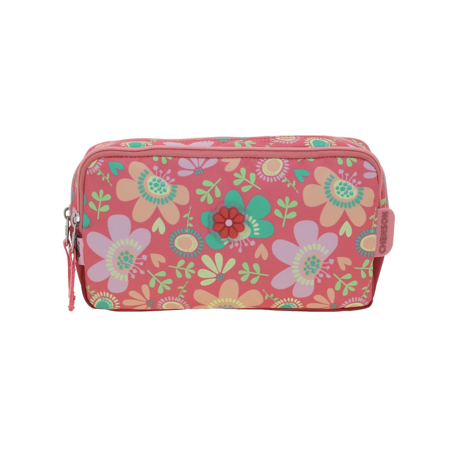 Lapicera escolar para niña Happy Girl by Chenson color rosa con doble compartimento, modelo HG66142-P