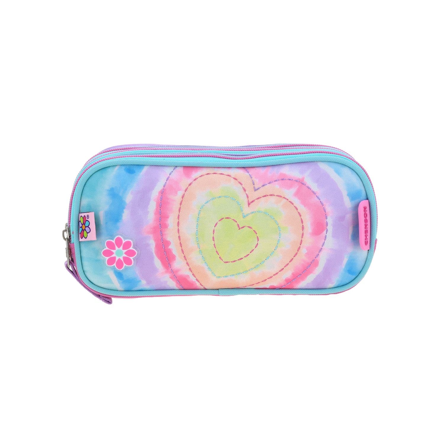 Lapicera escolar para niña Happy Girl by Chenson color rosa con triple compartimento, modelo HG66215-P