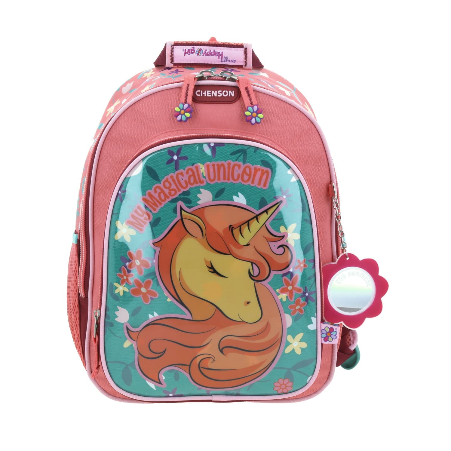Mochila escolar para niña Happy Girl Rosa con compartimentos amplios, modelo HG66238-P