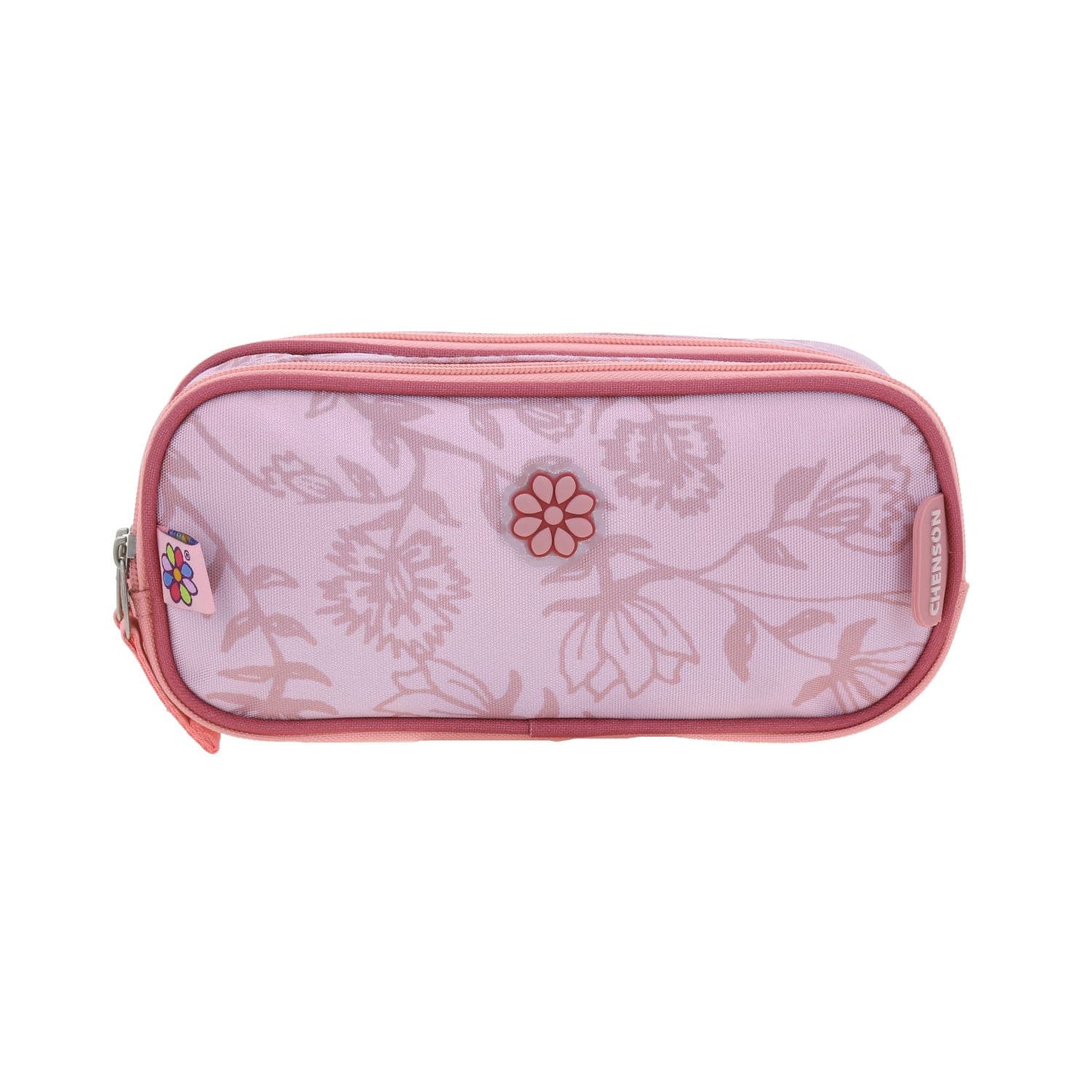 Lapicera escolar Happy Girl by Chenson rosa con doble compartimento, modelo HG66364-P
