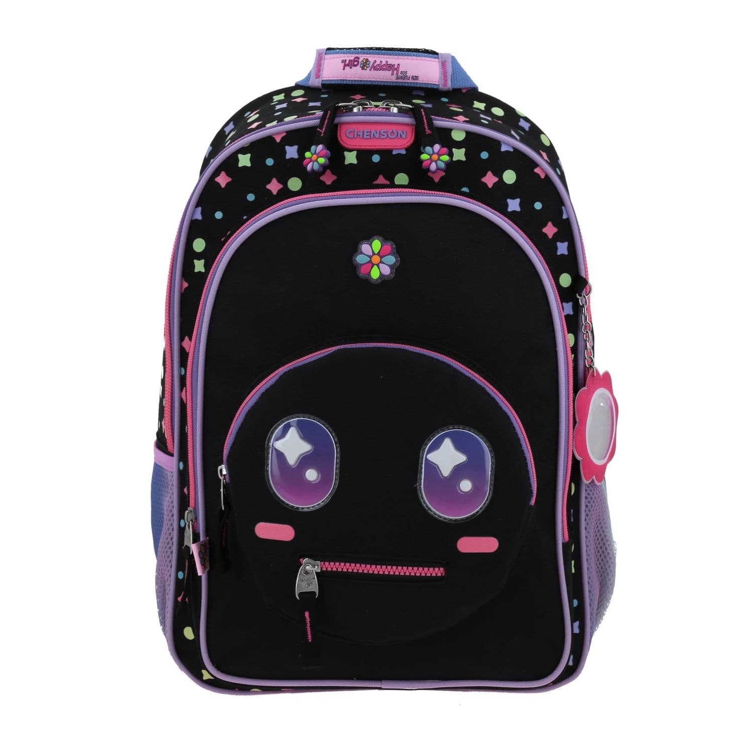 Mochila escolar para niña Happy Girl by Chenson color negro - Duradera y divertida, modelo HG66426-3