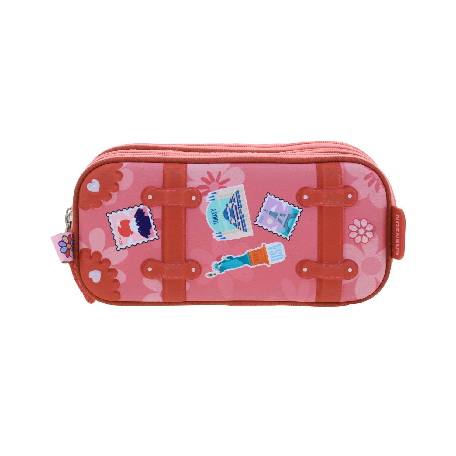 Lapicera Happy Girl Rosa Triple Compartimento Escolar Primaria, modelo HG66461-P