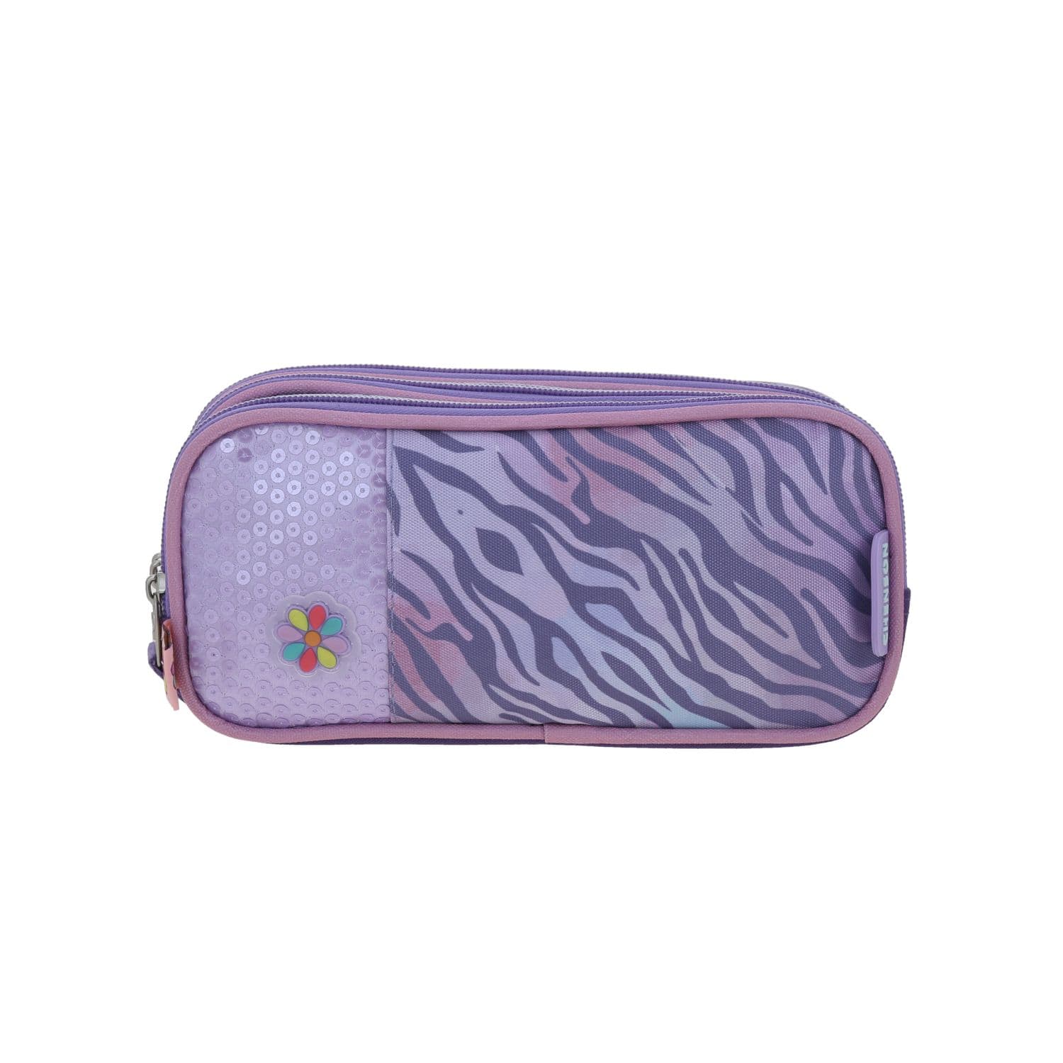Lapicera escolar para niña Happy Girl by Chenson color uva con triple compartimento, modelo HG66464-U
