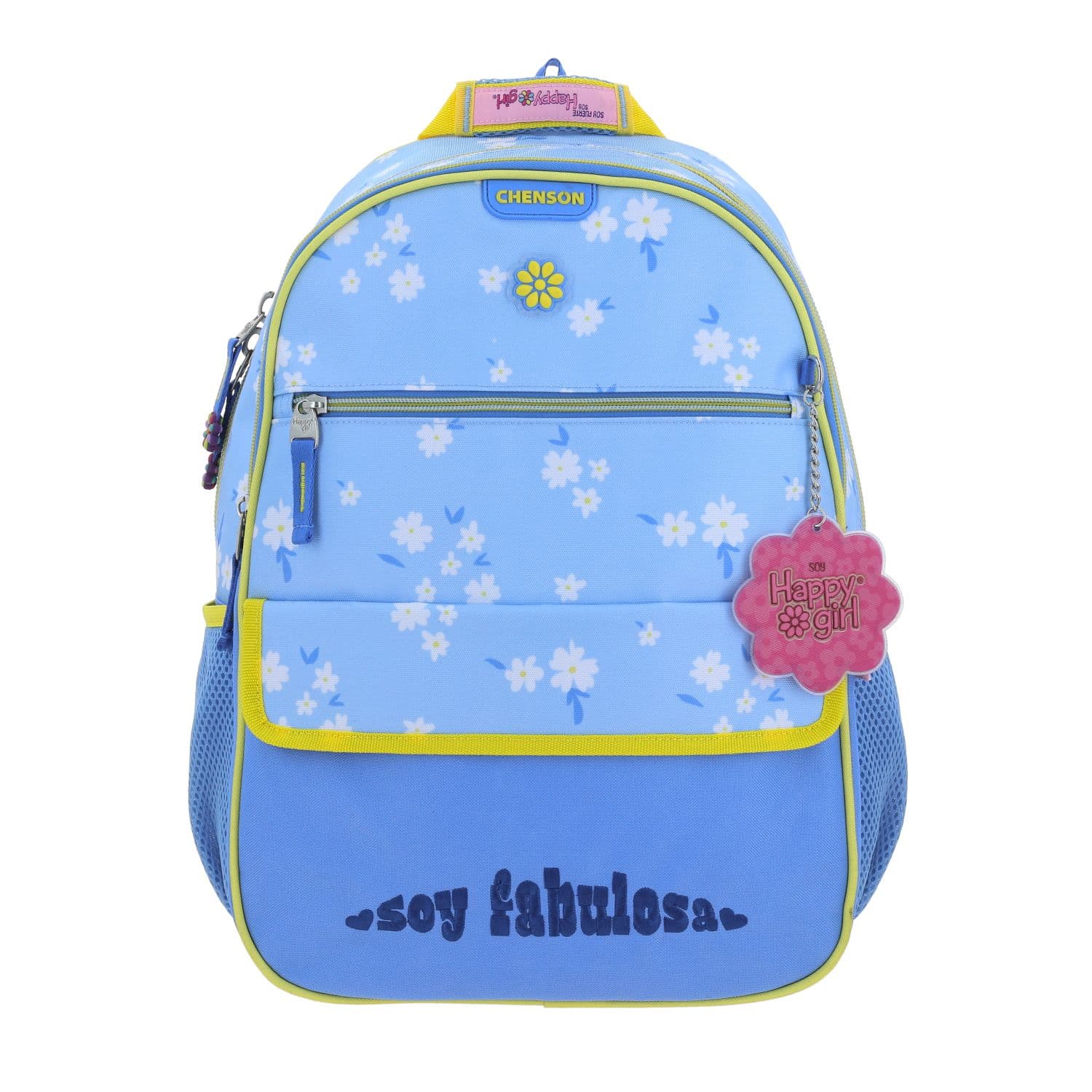 Mochila escolar para niña Happy Girl by Chenson azul con amplio compartimento, modelo HG66559-9