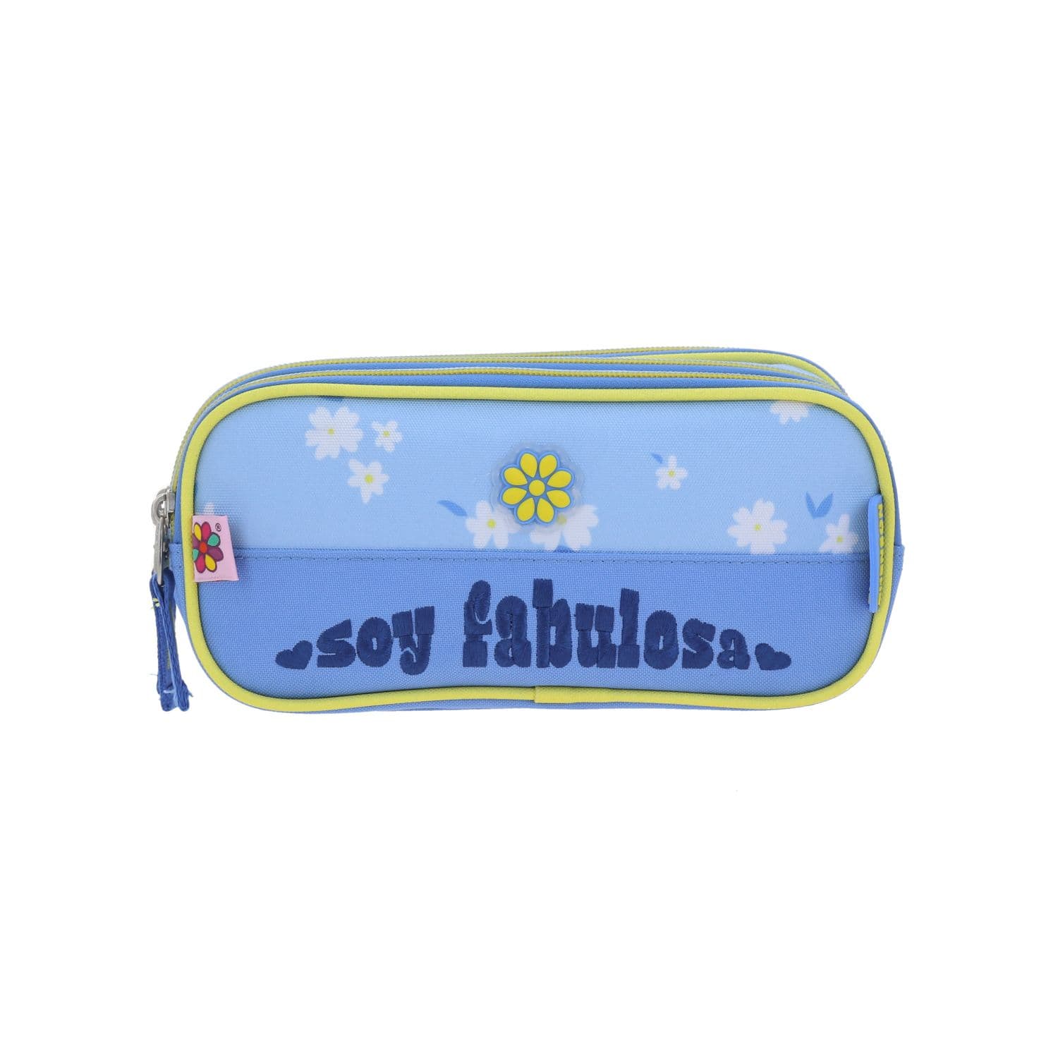 Lapicera escolar Happy Girl by Chenson azul con triple compartimento, modelo HG66561-9