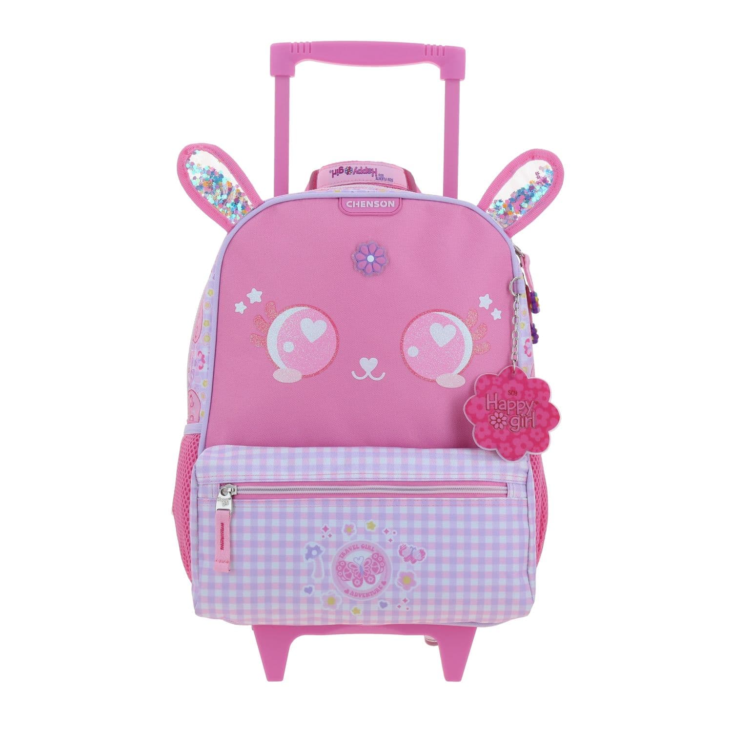 Mochila con Ruedas Happy Girl Rosa para Niña - Divertida y Duradera, modelo HG66563-P