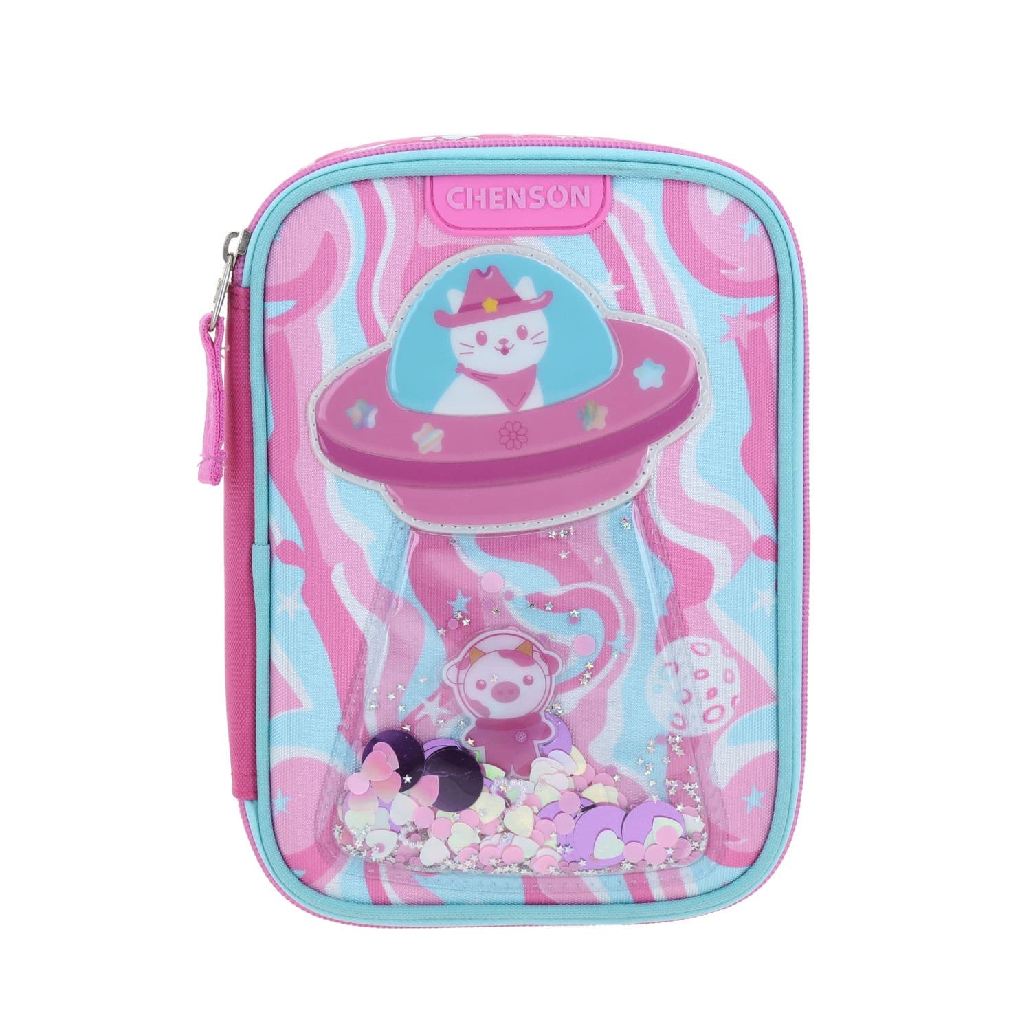 Lapicera escolar para niña Happy Girl by Chenson rosa con amplio compartimento, modelo HG70159-P