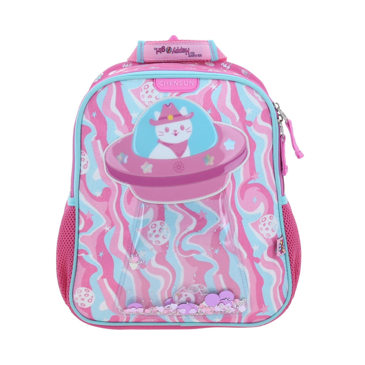 Mochila escolar para niña Happy Girl by Chenson Rosa con gran compartimento, modelo HG70160-P